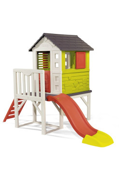 Детский домик на платформе с горкой